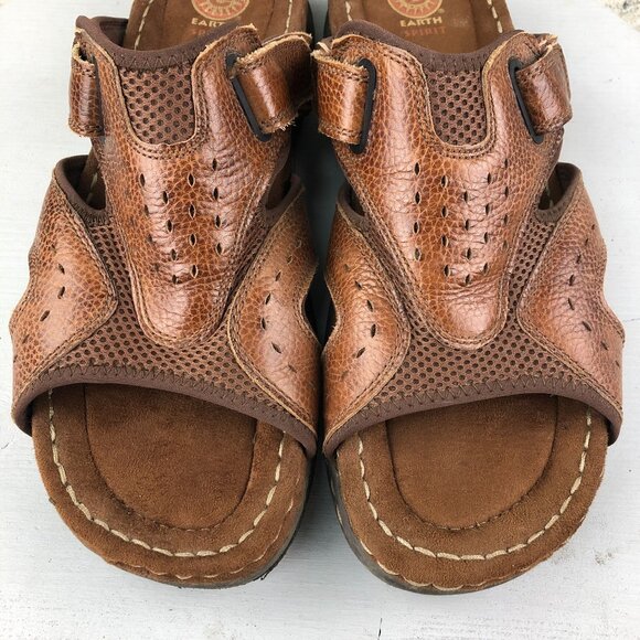 Earth Spirit Men's Size 13 Gelron 2000 Brown Leather Hook & Loop Casual Slides - Picture 4 of 15